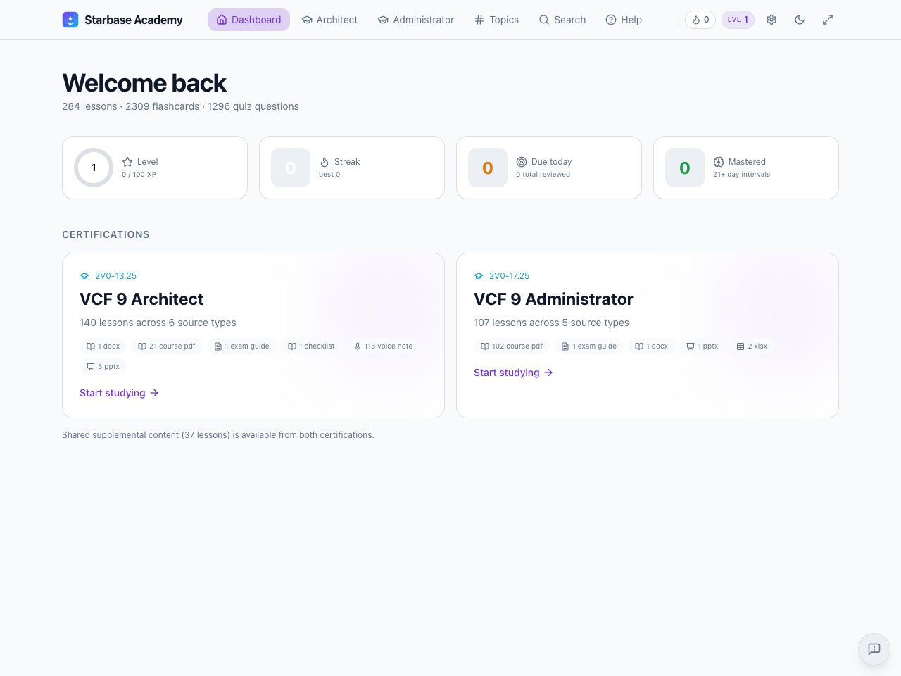 VCF certification study project screenshot