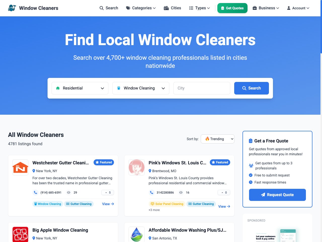 WindowCleaners.io screenshot